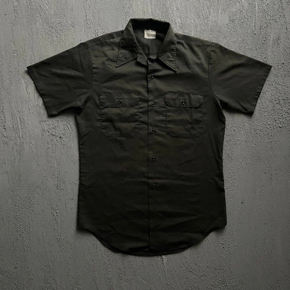Vintage Big Mac JCPenney Short Sleeve Button‎ Up Shirt Medium Gray 1970s